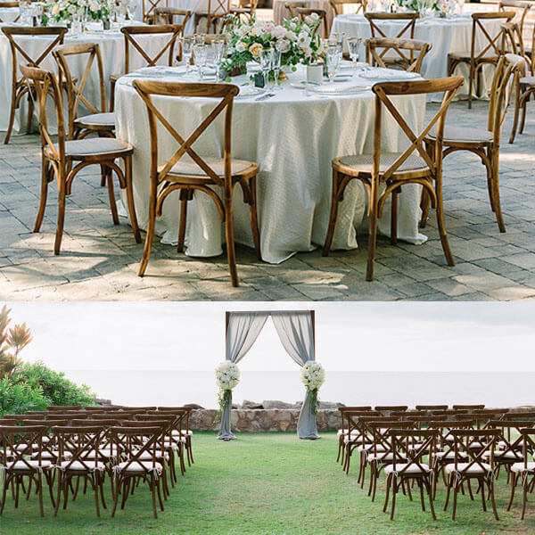french cross back restaurant chairs for bistro and outdoor wedding