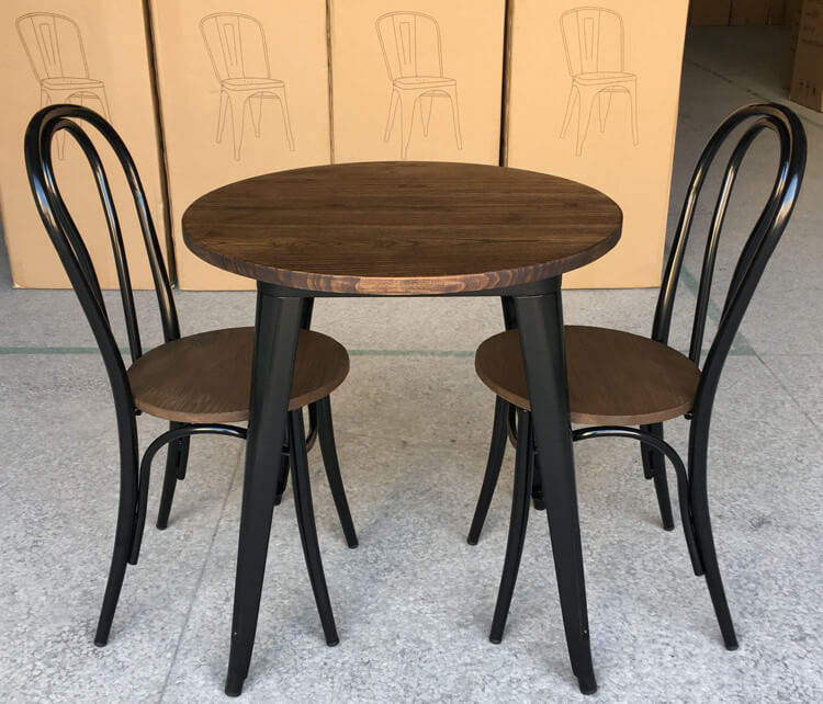 Round cafe table and chairs