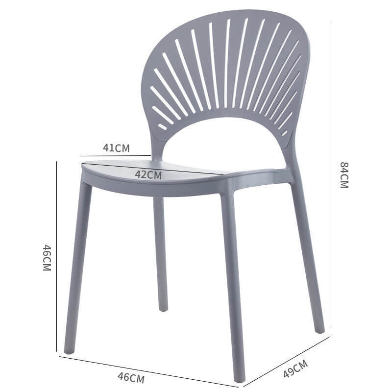Clam back plastic patio chair deminsion