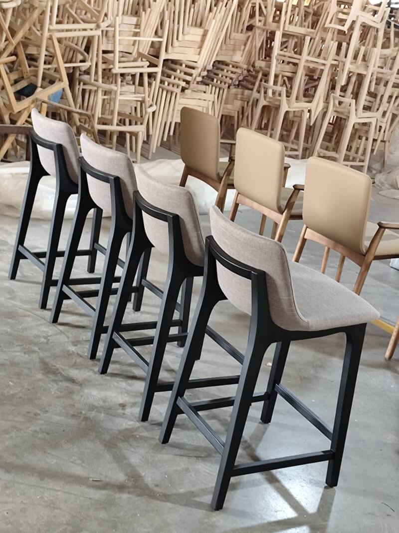 fabric upholstered solid wood counter height bar stools