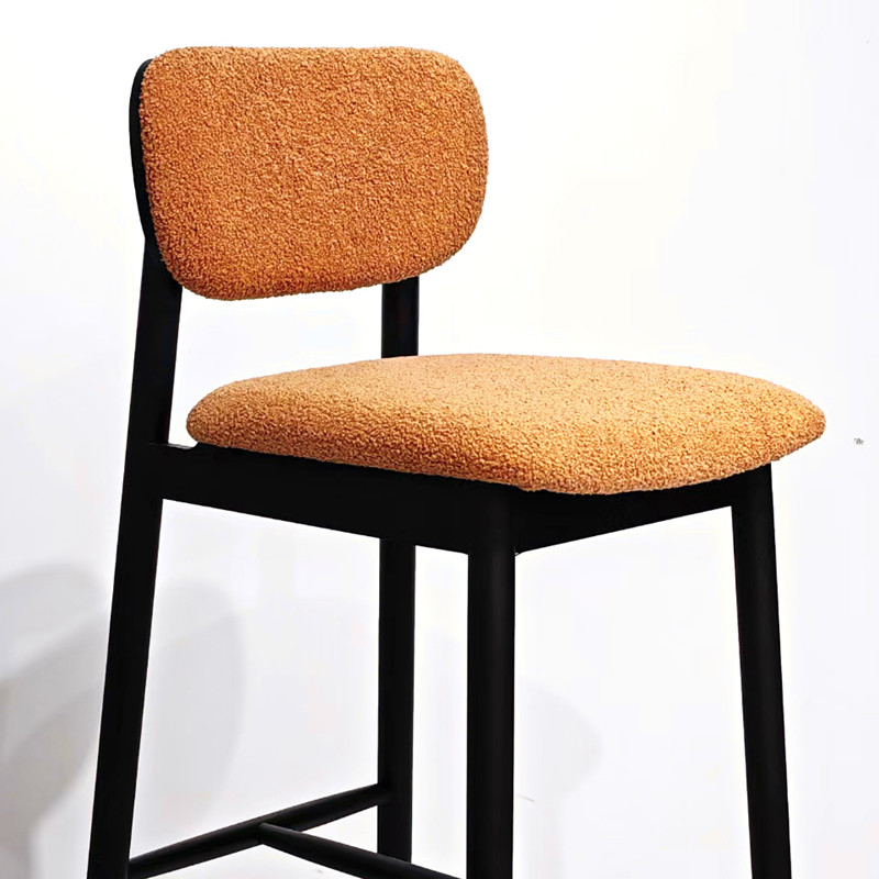 detail of wood bar stool with back