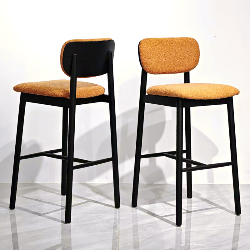 fabric cushioned wooden bar stools with medium backs