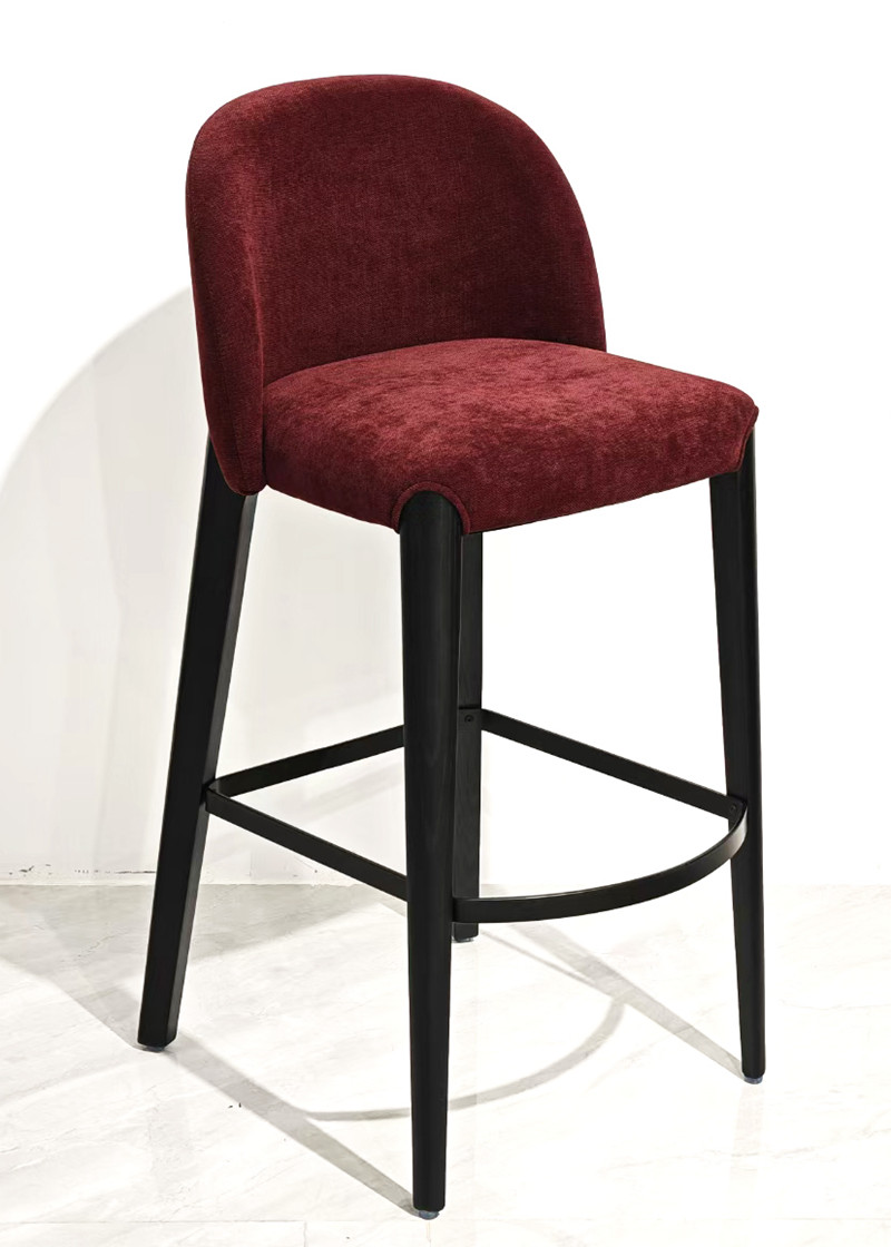 Red fabric and woo modern bar stools