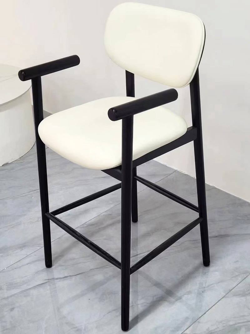 solid wood bar stools with arms and padded backrests