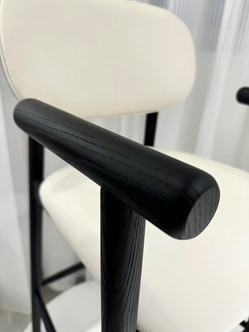 beautiful arm wood grain detail of bar stools