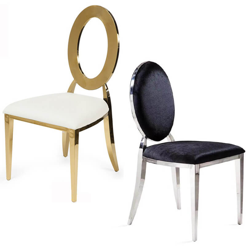round back silver and gold banquet chairs