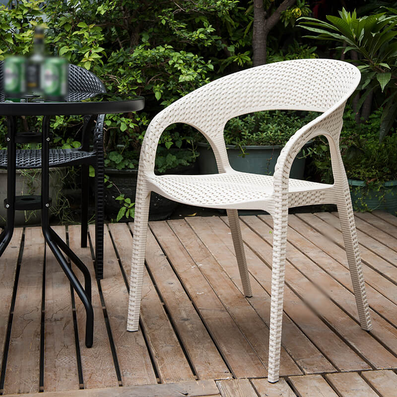 Beige Moulded Plastic Outdoor Chairs Set