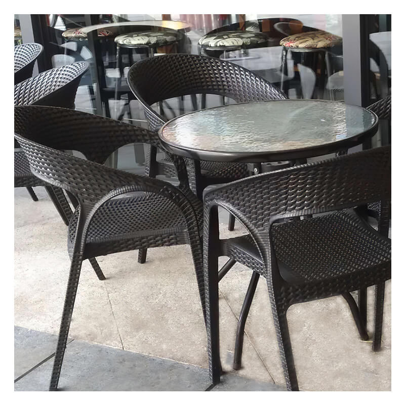 Outdoor plastic dining chairs and tables set