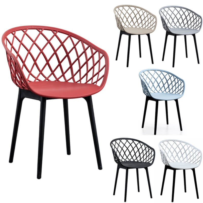 Round plastic chairs with arms