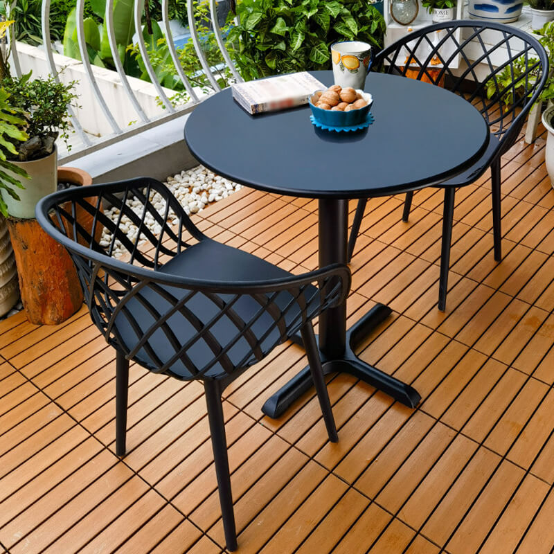 Round plastic chairs balcony table set of 2