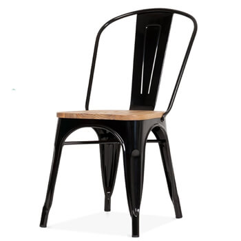 N-A1004 Tolix Chair Wooden Seat Restaurant Dining Chair